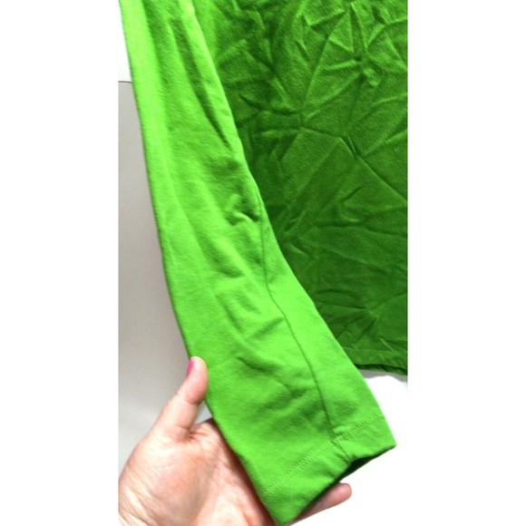 M &C Sportswear Let It Snow Long Sleeve Tee Shirt Size Large Snowman Neon Green - Picture 4 of 6